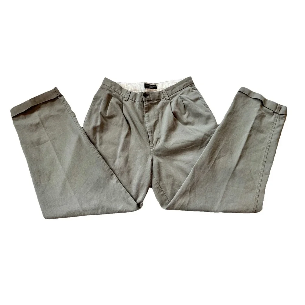Vintage Banana Republic Smithfield Mens 35x29 Pleated Cuffed Textured Chinos